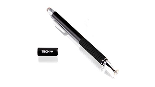 0646437960083 - TECH-V BEST 2 IN 1 UNIVERSAL PRECISION STYLUS FOR ANDROID, APPLE, AND WINDOWS CAPACITIVE TOUCH SCREEN DEVICES. FINE THIN PREMIUM SILICONE DISK TIP + FIBER BALLPOINT - WORKS ON SMARTPHONES & TABLETS
