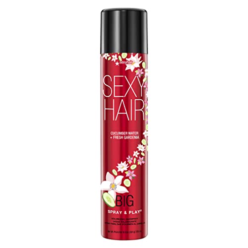 0646630020492 - SEXYHAIR BIG SPRAY & PLAY CUCUMBER WATER AND FRESH GARDENIA SCENTED VOLUMIZING HAIRSPRAY, HOLD AND SHINE UP TO 72 HOUR HUMIDITY RESISTANCE FOR ALL HAIR TYPES, 10 OZ.