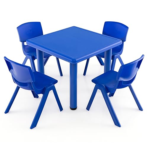 6469379123996 - 24 L X 24 W KIDS TABLE AND 4 CHAIRS SET: TODDLER ACTIVITY TABLE FOR 1-8 YEAR OLDS WITH CRAFT DESK, DURABLE KIDS DESK AND CHAIR SET FOR BEDROOMS, PLAYROOM, AND SCHOOL, BLUE
