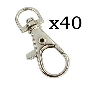0647356123801 - MIL 40 PCS SILVER CHROME COLOR SWIVEL EYE LOBSTER SNAP CLASP HOOK 1-1/2 X 1/2