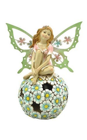 0647367358612 - HI-LINE GIFT 78514-C SOLAR LED FAIRY WITH PINK DRESS ON GLOWING FLORAL BALL
