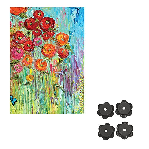 0647409218430 - TOLAND HOME GARDEN SMALL (12.5X18) INCH FABULOUS FLOWERS FLAG WITH FOUR BELLE ROSE FARM GARDEN FLAG STOPPERS - 2 ITEMS BUNDLED BY MAVEN GIFTS