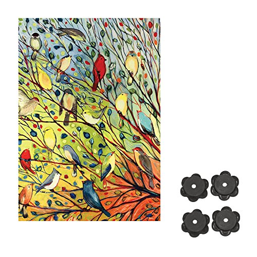 0647409218478 - TOLAND HOME GARDEN SMALL (12.5X18) INCH TREE BIRDS FLAG WITH FOUR BELLE ROSE FARM GARDEN FLAG STOPPERS - 2 ITEMS BUNDLED BY MAVEN GIFTS