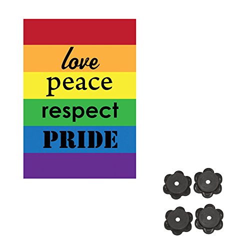 0647409218515 - TOLAND HOME GARDEN SMALL (12.5X18) INCH GAY PRIDE FLAG WITH FOUR BELLE ROSE FARM GARDEN FLAG STOPPERS - 2 ITEMS BUNDLED BY MAVEN GIFTS