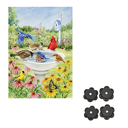 0647409218539 - TOLAND HOME GARDEN SMALL (12.5X18) INCH BIRDY DIPPIN' FLAG WITH FOUR BELLE ROSE FARM GARDEN FLAG STOPPERS - 2 ITEMS BUNDLED BY MAVEN GIFTS