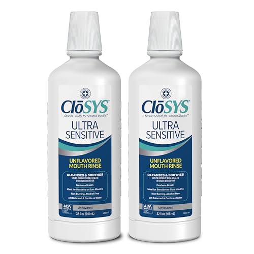 0647692783240 - CLOSYS ULTRA SENSITIVE MOUTHWASH, 32 OUNCE (PACK OF 2), UNFLAVORED (OPTIONAL FLAVOR DROPPER INCLUDED), ALCOHOL FREE, DYE FREE, PH BALANCED, HELPS SOOTHE ENTIRE MOUTH
