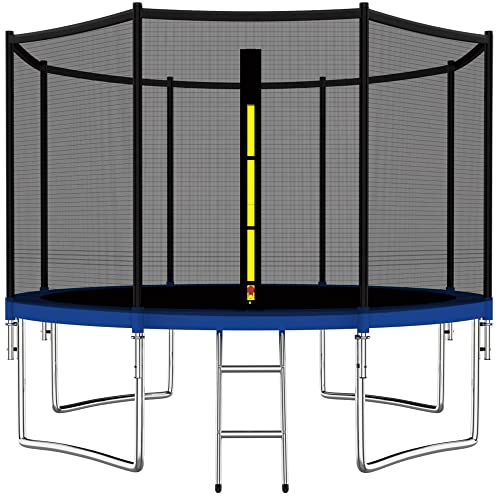 0647859409853 - TRAMPOLINE 12FT JUMP RECREATIONAL TRAMPOLINES WITH ENCLOSURE NET COMBO BOUNCE OUTDOOR TRAMPOLINE FOR KIDS FAMILY HAPPY TIME-12FT BLUE