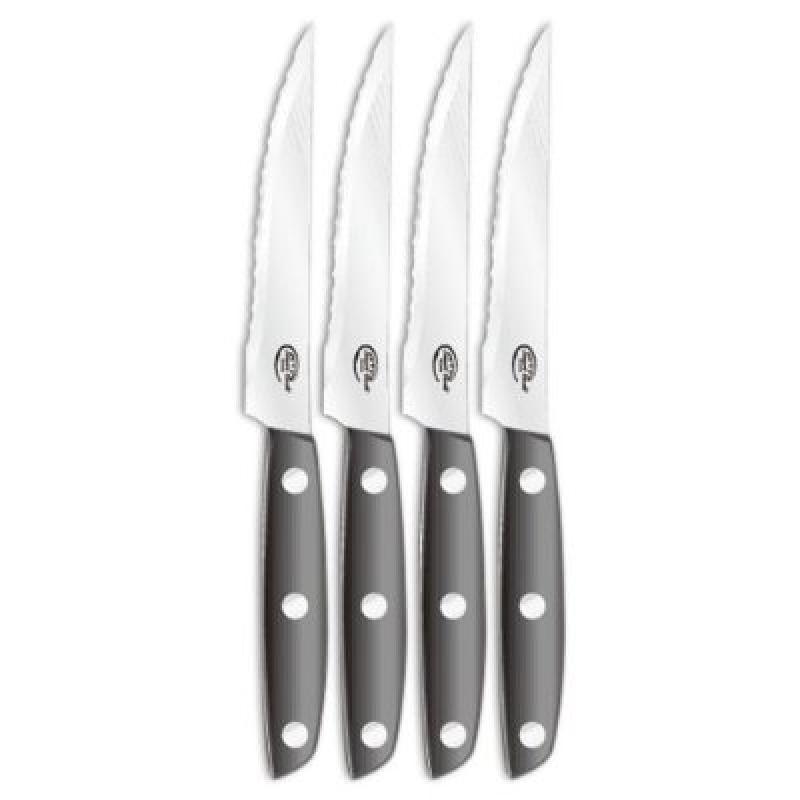 0648054333240 - HIGH-CARBON STEEL STEAK KNIFE SET, 4-PIECE STEAK KNIVES, TRIPLE-RIVETED POLYMER HANDLE