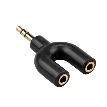 0648179376160 - HEADSET,BAOMABAO 3.5 MM STEREO AUDIO Y-SPLITTER 2 FEMALE TO 1 MALE CABLE ADAPTER FOR EARPHONE BK