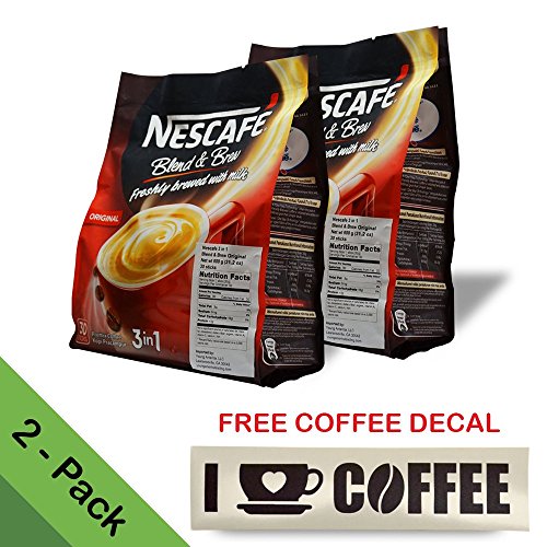 0648260070045 - 2-PACK NESCAFÉ 3-IN-1 ORIGINAL BLEND AND BREW (WITH FREE COFFEE DECAL STICKER)