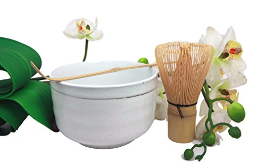 0648609564129 - ATLANTIC COLLECTIBLES TRADITIONAL JAPANESE SHIRO WHITE MATCHA TEA CEREMONY SET WITH WOODEN WHISK AND SPOON