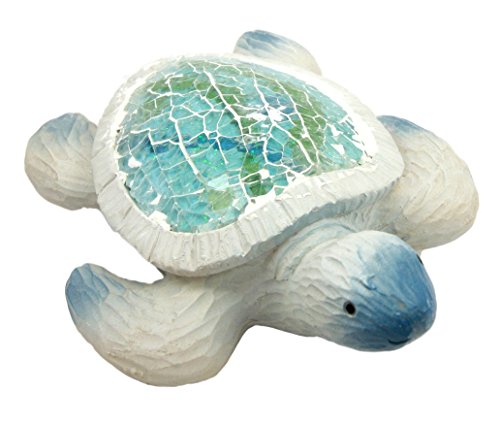 0648609564266 - ATLANTIC COLLECTIBLES COASTAL OCEAN GIANT SEA TURTLE DECORATIVE RESIN FIGURINE WITH CRUSHED GLASS SHELL