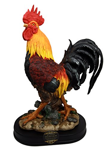 0648609565898 - ATLANTIC COLLECTIBLES LARGE DECORATIVE SUNSHINE COUNTRY BARNYARD FARM ROOSTER CHICKEN FIGURINE 13.5H