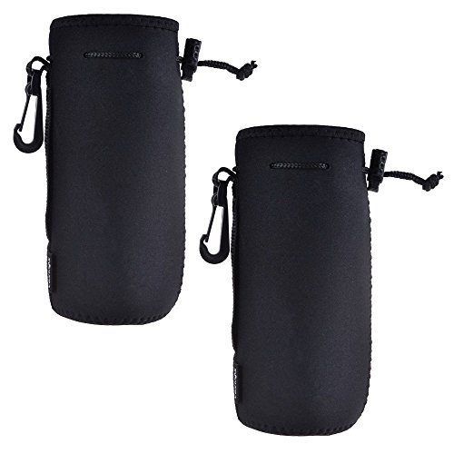 6486748368130 - WANTY NEOPRENE INSULATED WATER DRINK BOTTLE COOLER CARRIER COVER SLEEVE TOTE BAG POUCH HOLDER STRAP FOR CLIMBING CYCLING AND RUNNING OUTDOOR ACTIVITIES (BLACK 2 PCS)