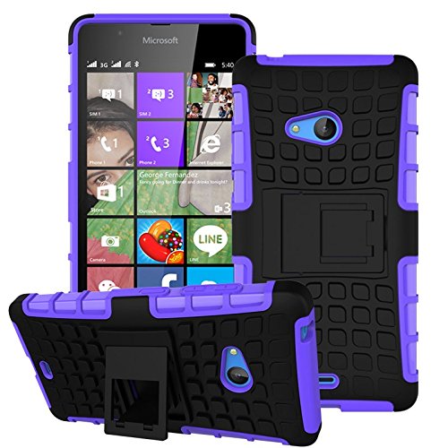 6486748538489 - GENERIC CELL PHONE CASE FOR NOKIA LUMIA 540 RUGGED SHOCKPROOF ARMORBOX DUAL LAYER HYBRID HARD/SOFT SLIM PROTECTIVE CASE BY CASE - (BLACK) (PURPLE)