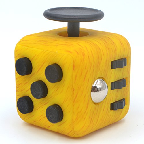 6494551017350 - STRESS RELIEF FINGER TOY DICE HELP KEEP ATTENTION & FOCUS FOR ADULT & KIDS (WOOD GRAIN YELLOW)
