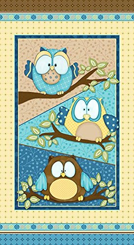 0649906398769 - 23 X 44 PANEL WHOO ME? OWLS BRANCHES BIRD COTTON FABRIC PANEL (6277P-11)