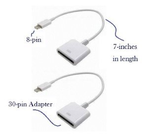 0649906962519 - D & K EXCLUSIVES® 2-PACK 8 PIN TO 30 PIN CHARGE & SYNC CABLE ADAPTER CORD FOR APPLE IPHONE 5S/5C/5 4S/4 IPHONE 6/ 6 PLUS IPOD IPAD (WHITE)