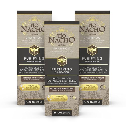 0650240070853 - TIO NACHO SHAMPOO, PURIFYING WITH ROYAL JELLY, INFUSED WITH BOTANICAL STEM CELLS FOR INTENSE HAIR AND SCALP PURIFICATION + DETOXIFYING BALANCE, 14 FLUID OUNCES (3 PACK)