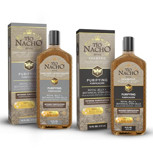 0650240070877 - TIO NACHO PURIFYING SHAMPOO AND CONDITIONER SET, ROYAL JELLY, INFUSED WITH BOTANICAL STEM CELLS FOR INTENSE HAIR AND SCALP PURIFICATION + DETOXIFYING BALANCE, 28 FLUID OUNCES