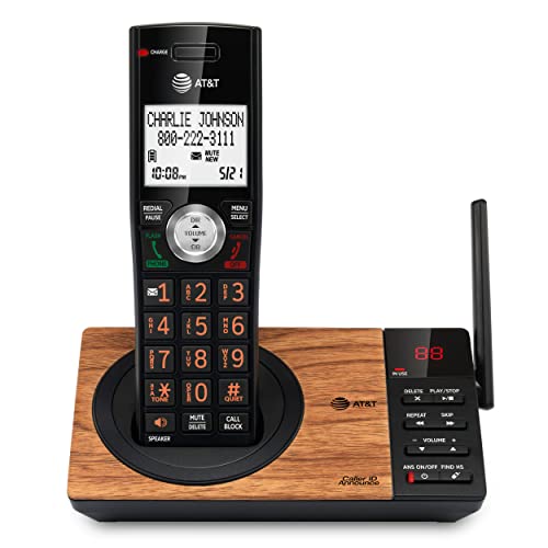0650530033353 - AT&T CL82167 DECT 6.0 EXPANDABLE CORDLESS PHONE FOR HOME WITH ANSWERING MACHINE, CALL BLOCKING, CALLER ID ANNOUNCER, INTERCOM AND LONG RANGE, BLACK & WOOD GRAIN FINISH