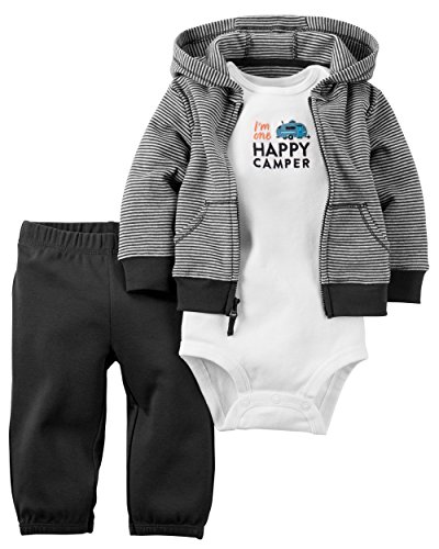 0650726458656 - WILLIAM CARTER BABY BOY 3 PIECE LITTLE JACKET CLOTHES SET, HAPPY CAMPER 6M