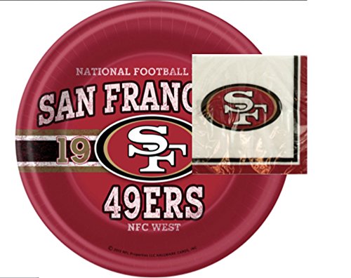 0651046833925 - BUNDLE SAN FRANCISCO 49'ERS PARTY PLATES AND NAPKINS - 28 PIECES IN ALL BY WHOLENESS HOME