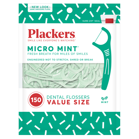 0651080186513 - PLACKERS MICRO MINT DENTAL FLOSSERS, 150 COUNT