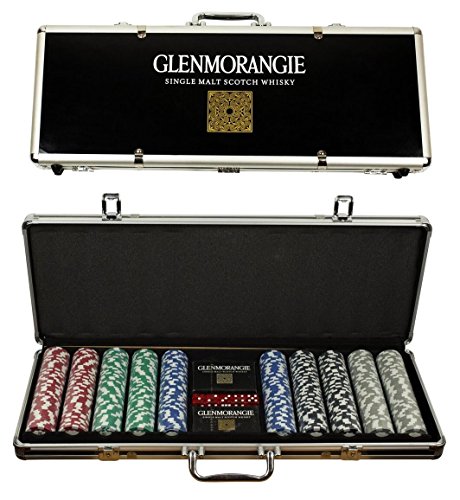 0651770313038 - GLENMORANGIE SCOTCH WHISKY POKER SET, 500 CLAY POKER CHIPS, PLAYING CARD, 5 DICE WITH CASE