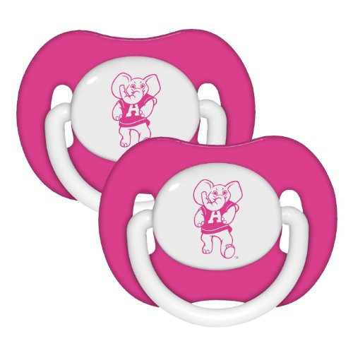 0651770687979 - ALABAMA CRIMSON TIDE 2-PACK PINK INFANT PACIFIER SET - NCAA BABY BAMA GIRL PACIFIERS