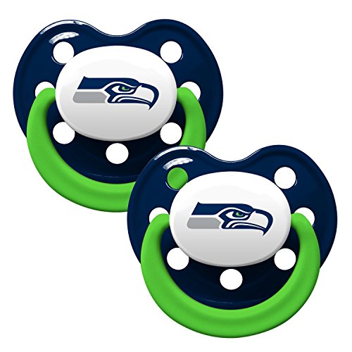 0651770689461 - SEATTLE SEAHAWKS 2-TONE INFANT PACIFIER 2-PACK SET - 2015 NFL BABY PACIFIERS