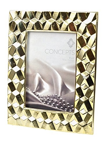 0651961387343 - CONCEPTS ELECTROPLATED GOLD WITH FACETED FRAME DESIGN 4X6
