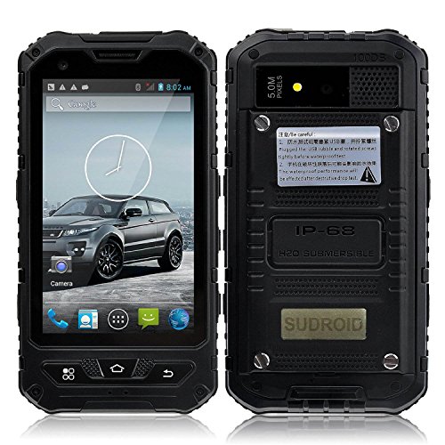 0652001458375 - SUDROID A8+ 4 INCHES IP68 RUGGED SMARTPHONES WITH ANDROID 4.2.2 OS AND QUAD CORE DUAL SIM (BLACK)