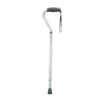 0652308706049 - CANE WITH OFFSET HANDLE AND STRAP SILVER 1 CANE