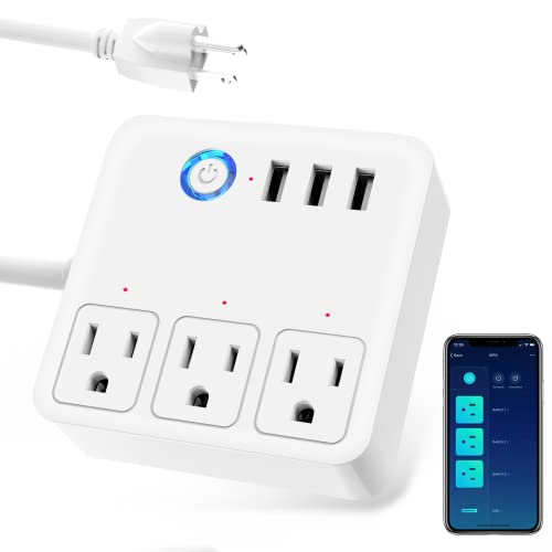 0652401562986 - SMART PLUG POWER STRIP, WIFI SURGE PROTECTOR WORK WITH ALEXA GOOGLE HOME, SMART OUTLETS WITH 3 USB 3 CHARGING PORT, MULTI-PLUG EXTENDER FOR HOME OFFICE CRUISE SHIP TRAVEL, 10A