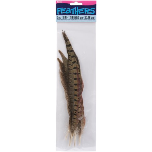 0652695401282 - DARICE 1019-52 DECORATIVE FEATHERS, 8-INCH-12-INCH, PHEASANT TAIL, 5-PACK