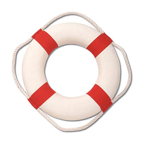 0652695861895 - 10 RED AND WHITE LIFE PRESERVER RING FOR TROPICAL BEACH DECOR OR POOL PARTY