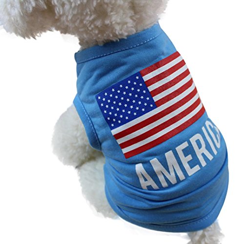 0652860633128 - ZYCSHANG NATIONAL FLAG FOR USA CUTE PET BLUEVEST CLOTHING SMALL FASHION PUPPY COSTUME SUMMER APPAREL(XS)