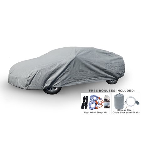 0653020746634 - WEATHERPROOF CAR COVER FOR FERRARI 488 GTB 2016-2016 - 5L OUTDOOR & INDOOR - PROTECT FROM RAIN, SNOW, HAIL, UV RAYS, SUN & MORE - FLEECE LINING - INCLUDES ANTI-THEFT CABLE LOCK, BAG & WIND STRAPS