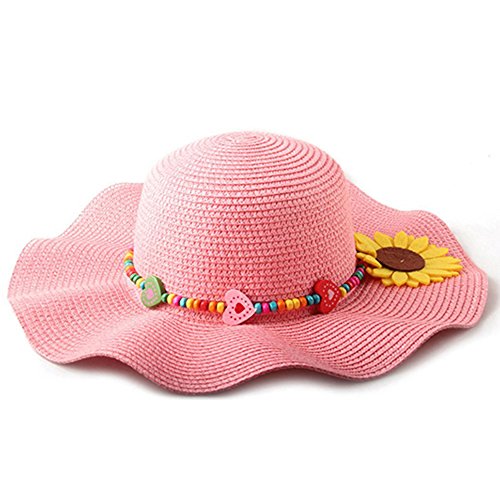 0653472649026 - BABY GIRLS SUMMER OUTDOOR SUN HAT TODDLER LARGE BRIM FLOWER STRAW CAP