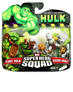 0653569310235 - INCREDIBLE HULK MOVIE SUPER HERO SQUAD 2-PACK PLANET HULK & SILVER SAVAGE
