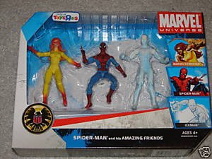 0653569433798 - MARVEL UNIVERSE 3 3/4 EXCLUSIVE ACTION FIGURE 3-PACK SPIDER-MAN AND HIS AMAZING FRIENDS (FIRESTAR, SPIDER-MAN AND ICEMAN)