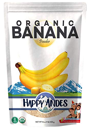 0653981867034 - HAPPY ANDES ORGANIC BANANA POWDER 1LB - FRESH PURE RAW POWDERED FRUIT FOR COOKING & BAKING - NATURAL SWEETENER FOR SMOOTHIES, BAKED GOODS, DESSERTS, PANCAKE, JUICE - RICH IN POTASSIUM, BOOSTS ENERGY