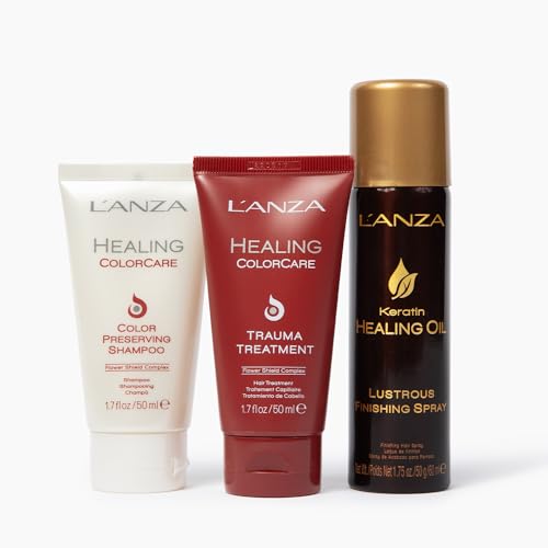 0654050912976 - LANZA MINI COLORCARE TRY ME KIT, HAIR PRODUCTS FOR DAMAGED AND COLORED HAIR, COLOR PRESERVING SHAMPOO, TRAUMA TREATMENT & LUSTROUS FINISHING SPRAY, LUXURY HAIR CARE KIT (1.7/1.7/1.75 FL OZ)