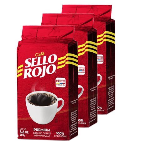 0654114774762 - SELLO ROJO COLOMBIAN COFFEE CAFE PREMIUM GROUND COFFEE, MEDIUM ROAST, CAFE DE COLOMBIA, 8.8 OZ (PACK OF 3)