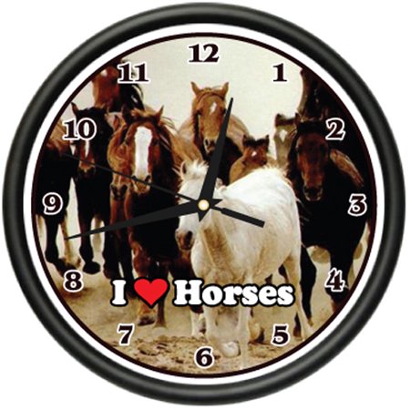 0654367301074 - HORSES WALL CLOCK ANIMAL HORSE LOVER FARMER FARM GIFT