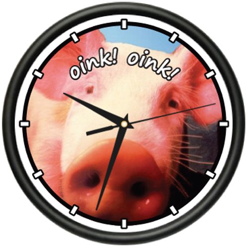 0654367301517 - PIG 1 WALL CLOCK PIGS PIGLET FARM COUNTRY DECOR GIFT