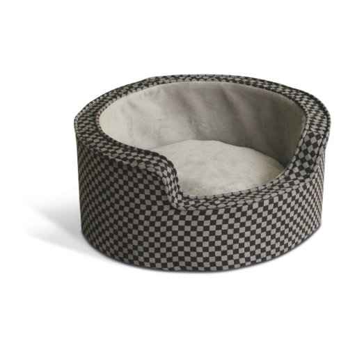 0655199043057 - K&H ROUND COMFY SLEEPER SELF-WARMING PET BED IN GRAY & BLACK, SMALL (18 L X 18