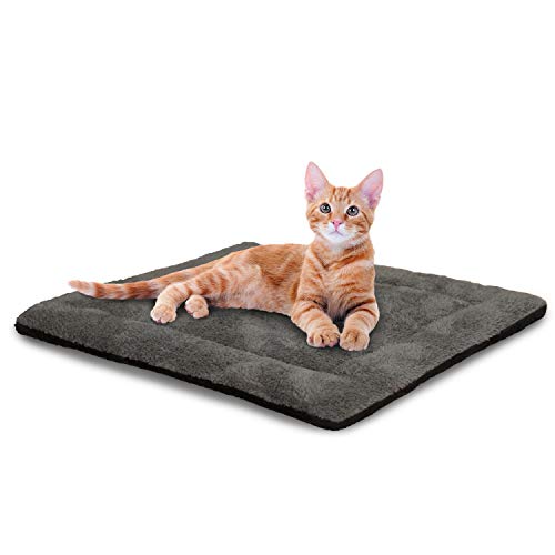 0655199635177 - K&H PET PRODUCTS SELF-WARMING CAT BED PAD, SELF-HEATING THERMAL CAT AND DOG BED MAT, PET WARMING PAD FOR CATS, CAT WARMER MAT FOR FERAL AND INDOOR CATS, GRAY/ BLACK 21 X 17 INCHES