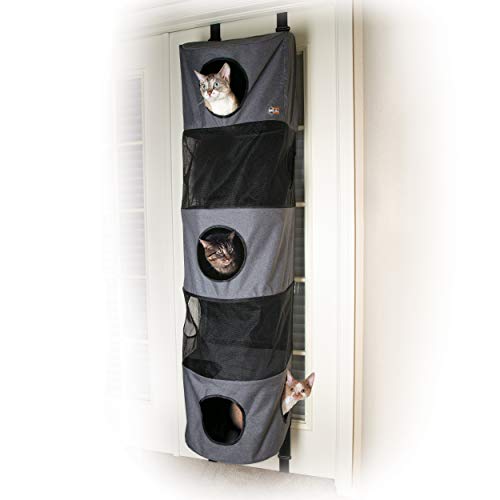 0655199636075 - K&H PET PRODUCTS HANGIN’ CAT CONDO MULTI-STORY CLASSY GRAY 5 STORY HIGH RISE